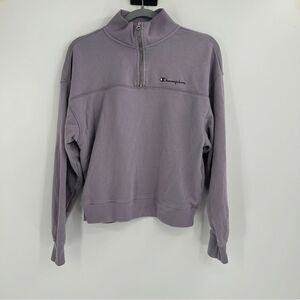 Campus French Terry Quarter Zip Long Sleeve Pullover Purple Medium